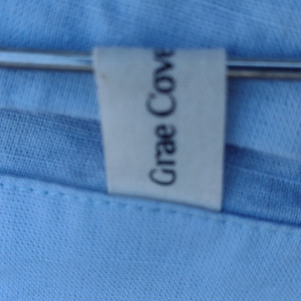 Grae Cove Blue Tabitha Linen-Cotton Boatneck Top Women's Small - Picture 4 of 7